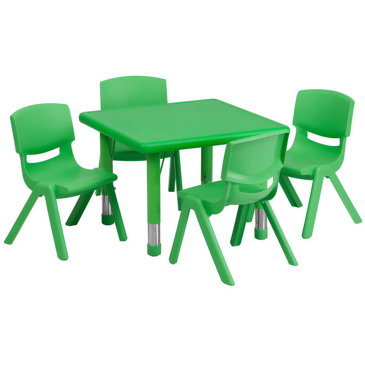 Square Activity Table & 4 Chairs — 24″, Green