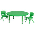 Round Activity Table & 2 Chairs — 45″, Green