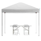 Pop-Up Canopy, Folding Table & 4 Chairs — 10' x 10', White (JJ-GZ10183Z-4LEL3-WHWH-GG)