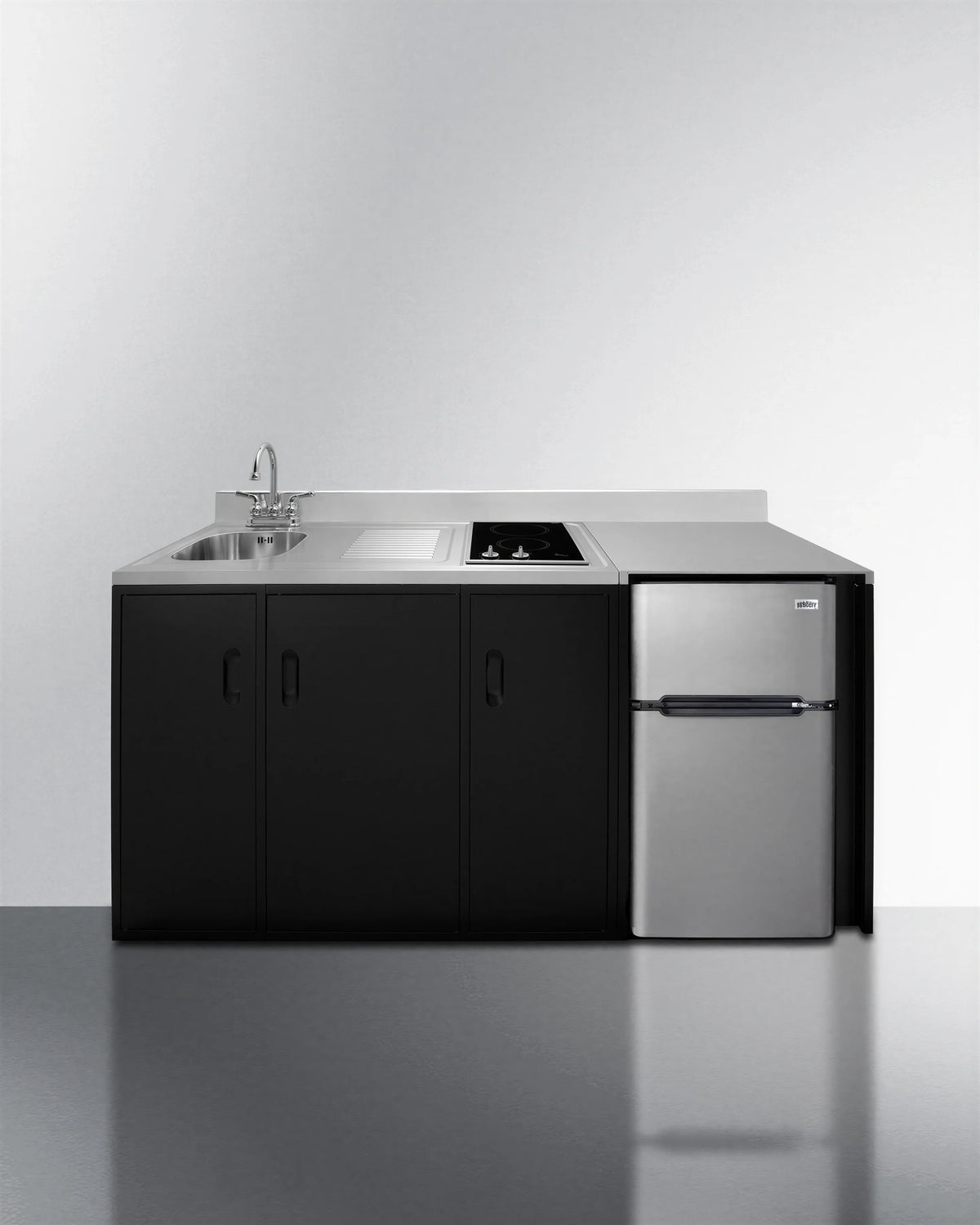 Summit ADA Kitchenette — 2-Burner Cooktop, Left Sink