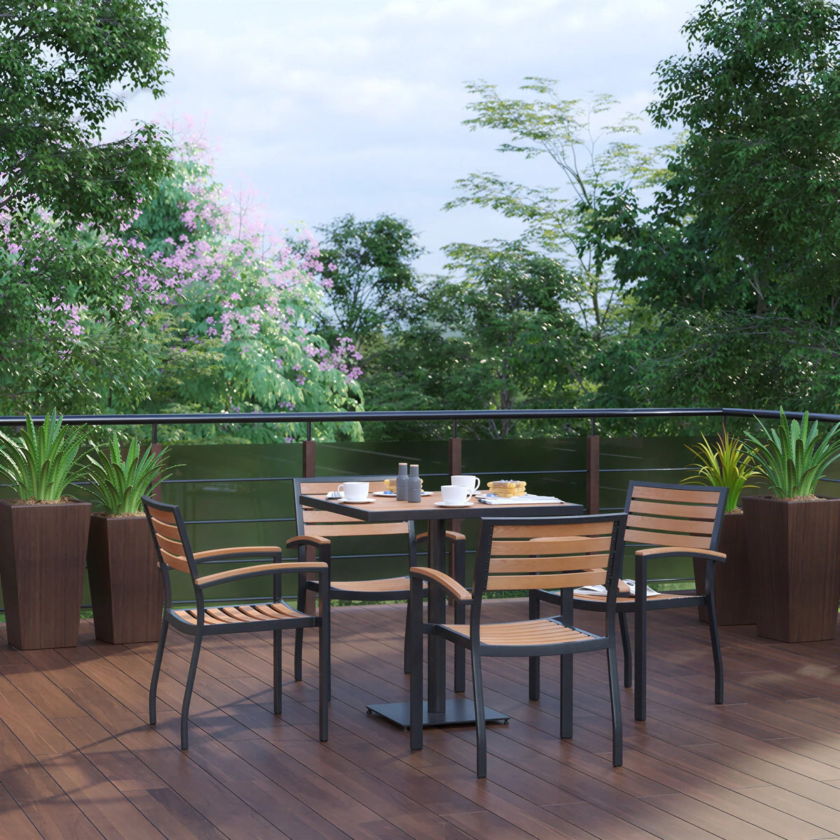 Square Patio Table & 4 Chairs — 30″ (XU-DG-104560064)