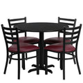 Round Dining Table & 4 Chairs — 36″ (HDBF1005)