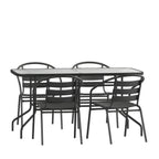Patio Table & 4 Chairs — 55″, Black (TLH-089REC-017CBK4)