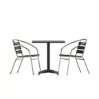 Square Dining Table & 2 Chairs — Black (TLH-ALUM-28SQ-017BK2)