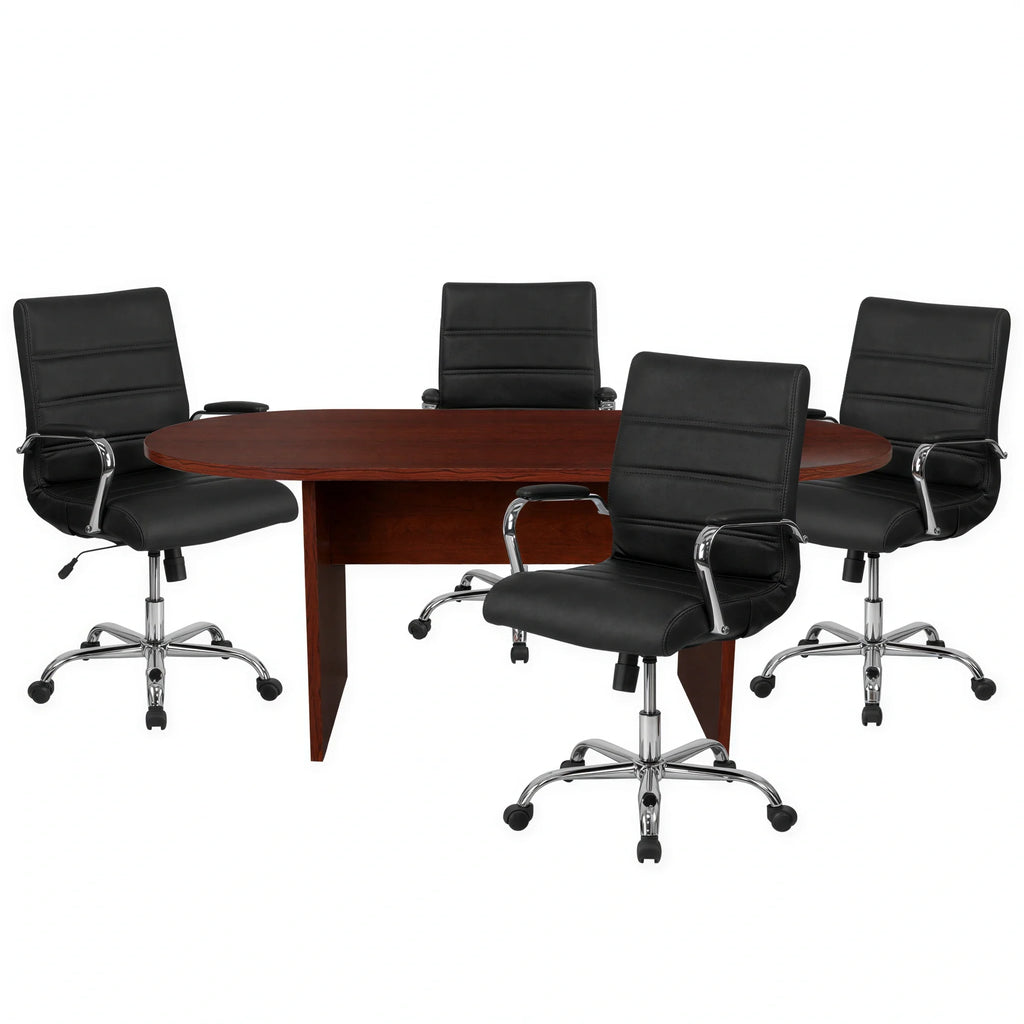 Oval Dining Table & 4 Chairs — Black