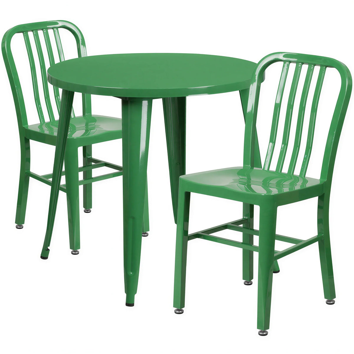 Round Dining Table & 2 Chairs — 30″, Green (CH-51090TH-2-18VRT-GN)