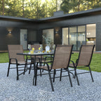 Patio Table & 4 Chairs — 55″, Brown