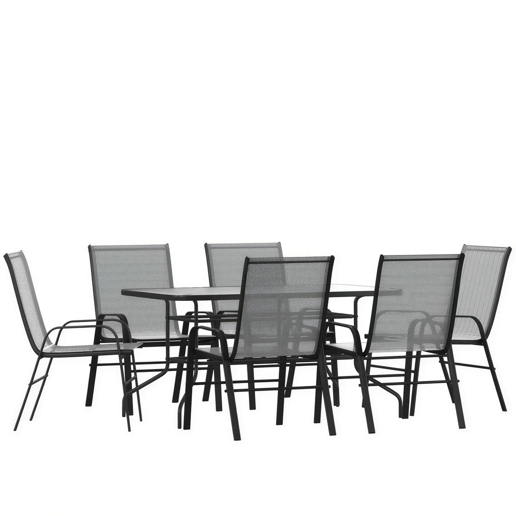 Patio Table & 6 Chairs — 55″, Gray