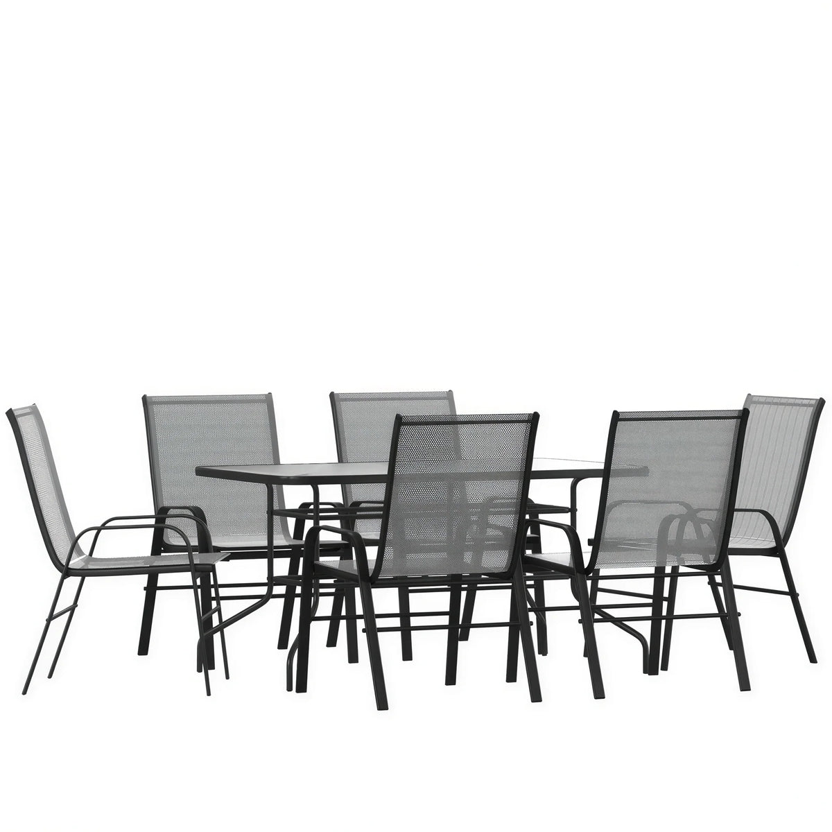 Patio Table & 6 Chairs — 55″, Gray