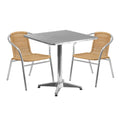 Square Dining Table & 2 Chairs — Beige (TLH-ALUM-28SQ-020BGECHR2)