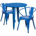 Round Dining Table & 2 Chairs — 30″, Blue (CH-51090TH-2-18ARM-BL)