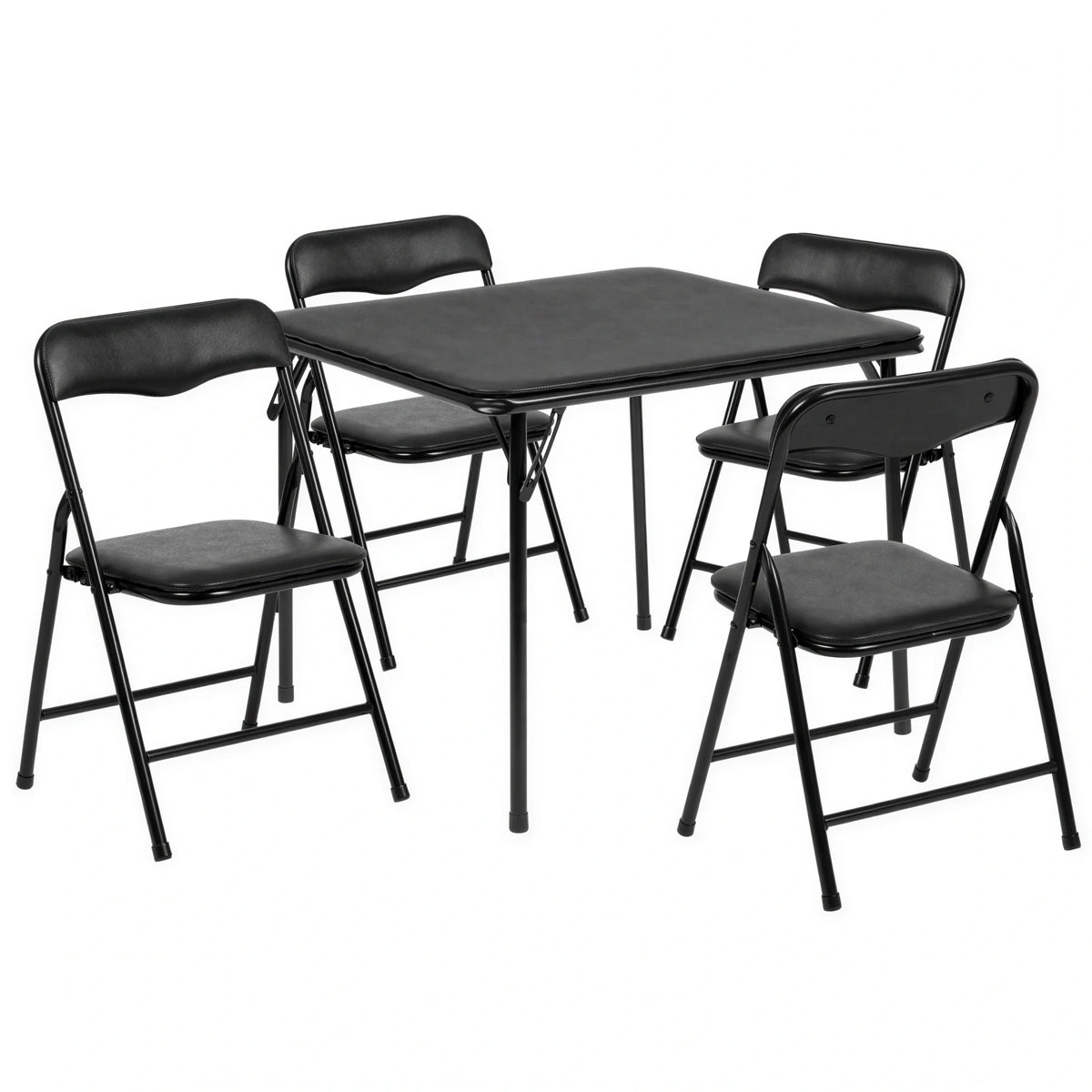 Square Folding Table & 4 Chairs — 24″, Black