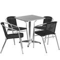 Square Dining Table & 4 Chairs — Black (TLH-ALUM-24SQ-020BKCHR4)