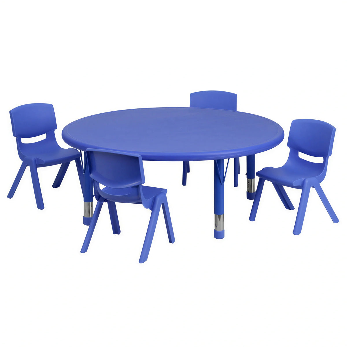 Round Activity Table & 4 Chairs — 45″, Blue