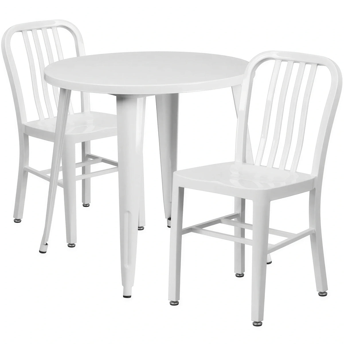 Round Dining Table & 2 Chairs — 30″, White (CH-51090TH-2-18VRT-WH)