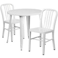 Round Dining Table & 2 Chairs — 30″, White (CH-51090TH-2-18VRT-WH)