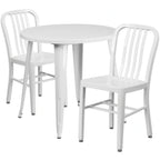 Round Dining Table & 2 Chairs — 30″, White (CH-51090TH-2-18VRT-WH)