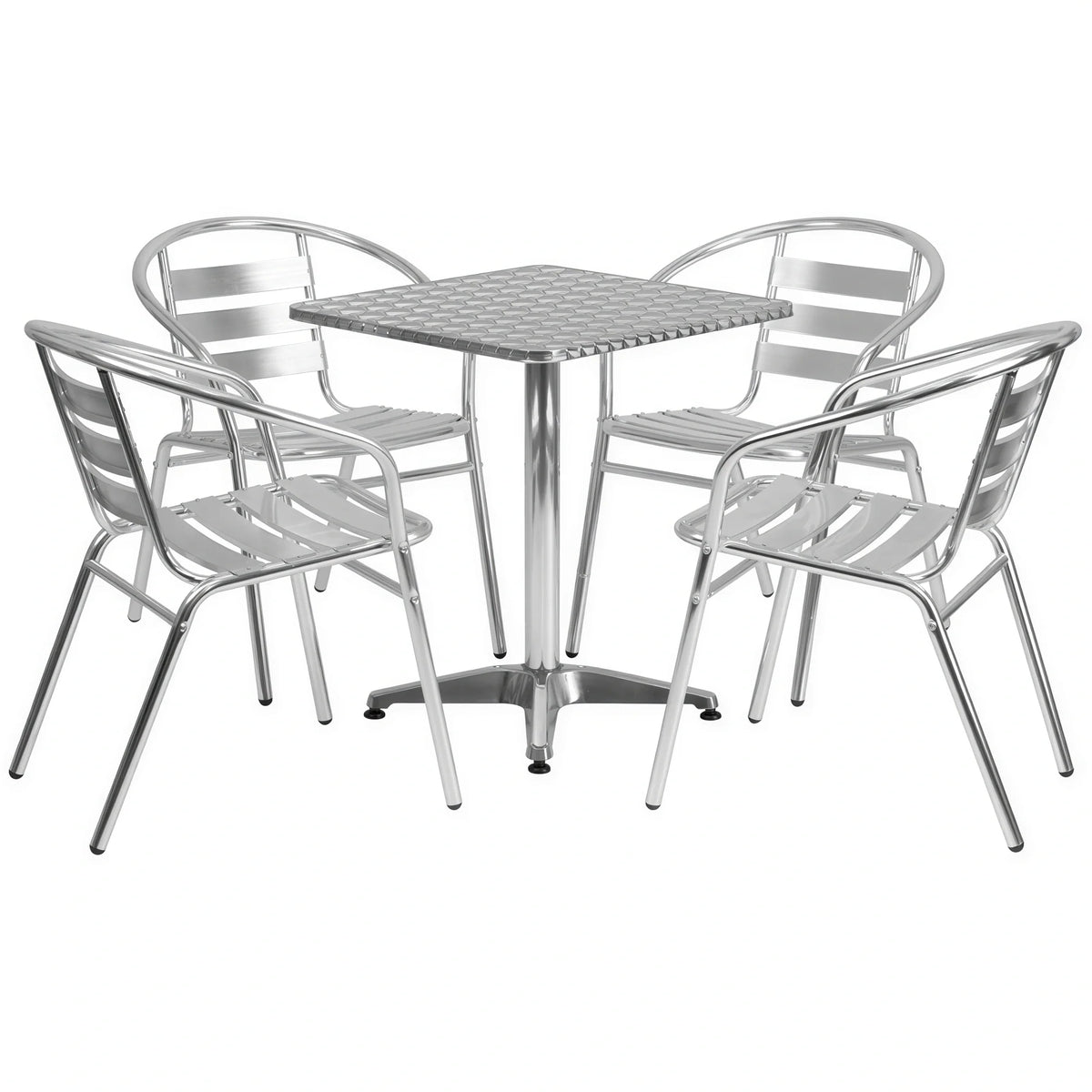 Square Dining Table & 4 Chairs (TLH-ALUM-24SQ-017BCHR4)