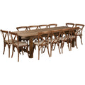 Rectangular Farm Table & 12 Chairs