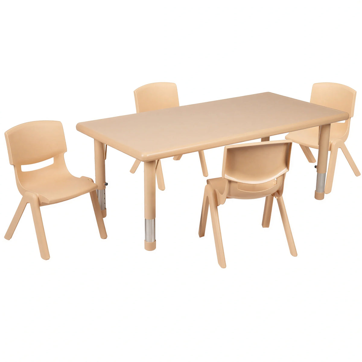 Rectangular Activity Table & 4 Chairs (YU-YCX-0013-2-RECT-TBL-NAT-R)