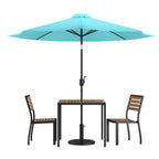 Square Patio Table & 2 Chairs — 35″, With Umbrella (XU-DG-810060362-UB19BTL)