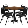 Square Dining Table & 4 Chairs — 36″, Walnut/Black (HDBF1012)