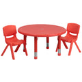Round Activity Table & 2 Chairs — 33″, Red