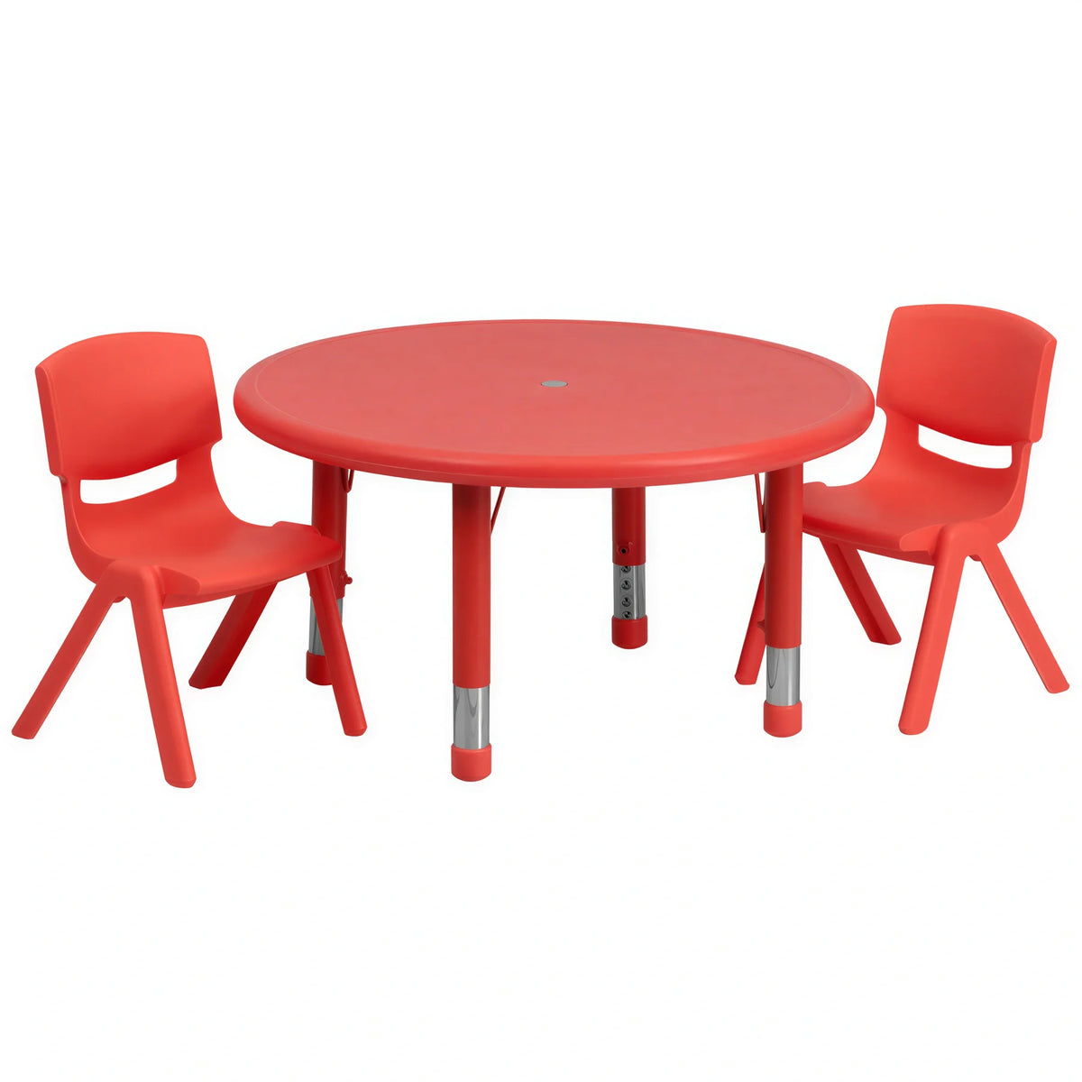 Round Activity Table & 2 Chairs — 33″, Red