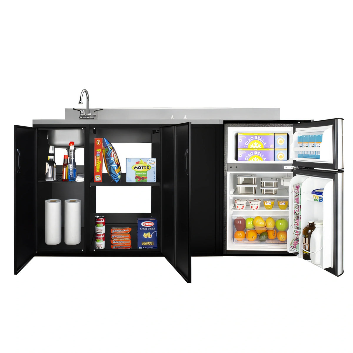 Summit ADA Kitchenette — 2-Burner Cooktop, Left Sink