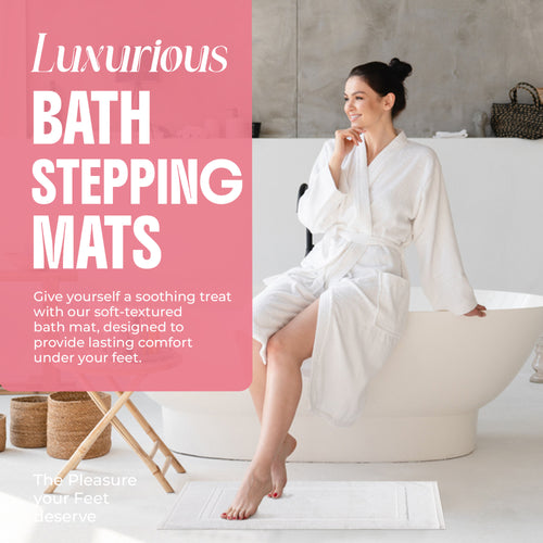 White banded bath mat