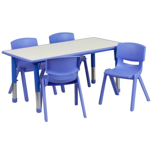 Rectangular Activity Table & 4 Chairs — Gray/Blue