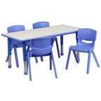 Rectangular Activity Table & 4 Chairs — Gray/Blue