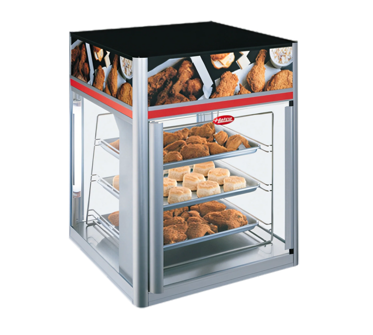 Hatco Flav-R-Savor 2-Door Countertop Hot Food Holding and Display Cabinet with Stationary 3-Tier Pan Rack