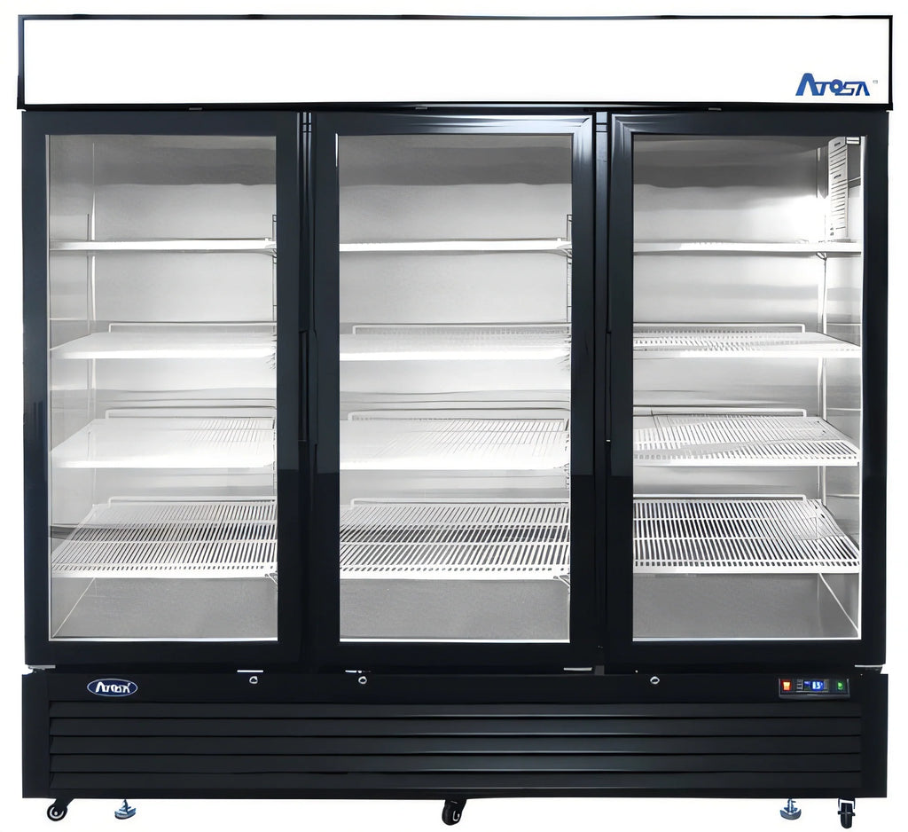 Atosa Glass-Door Display Freezer — 3 Sections, 68 Cu. Ft.