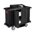 Rubbermaid Housekeeping Cart — With Doors & Bag, Black