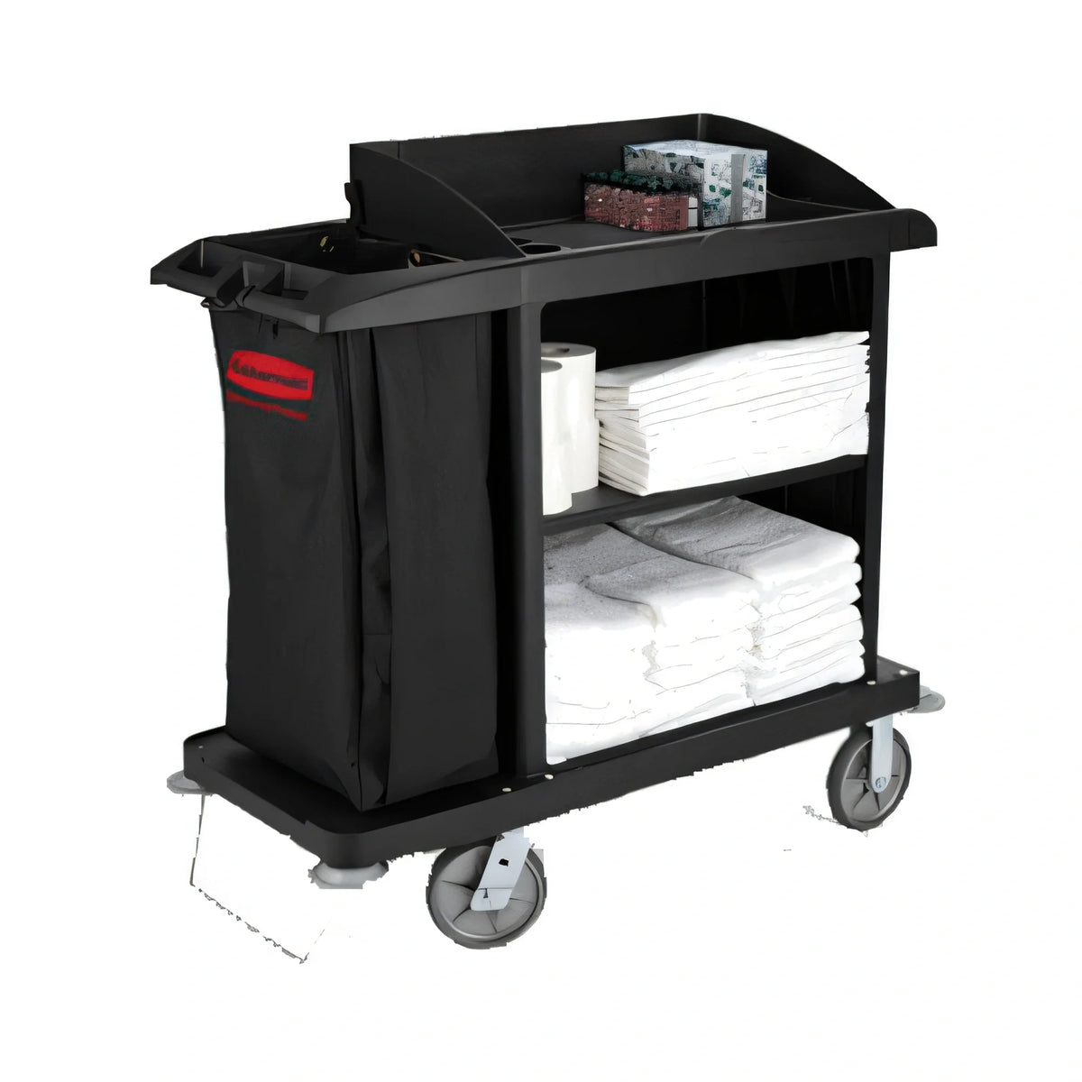 Rubbermaid Xtra Housekeeping Cart — Compact, Black