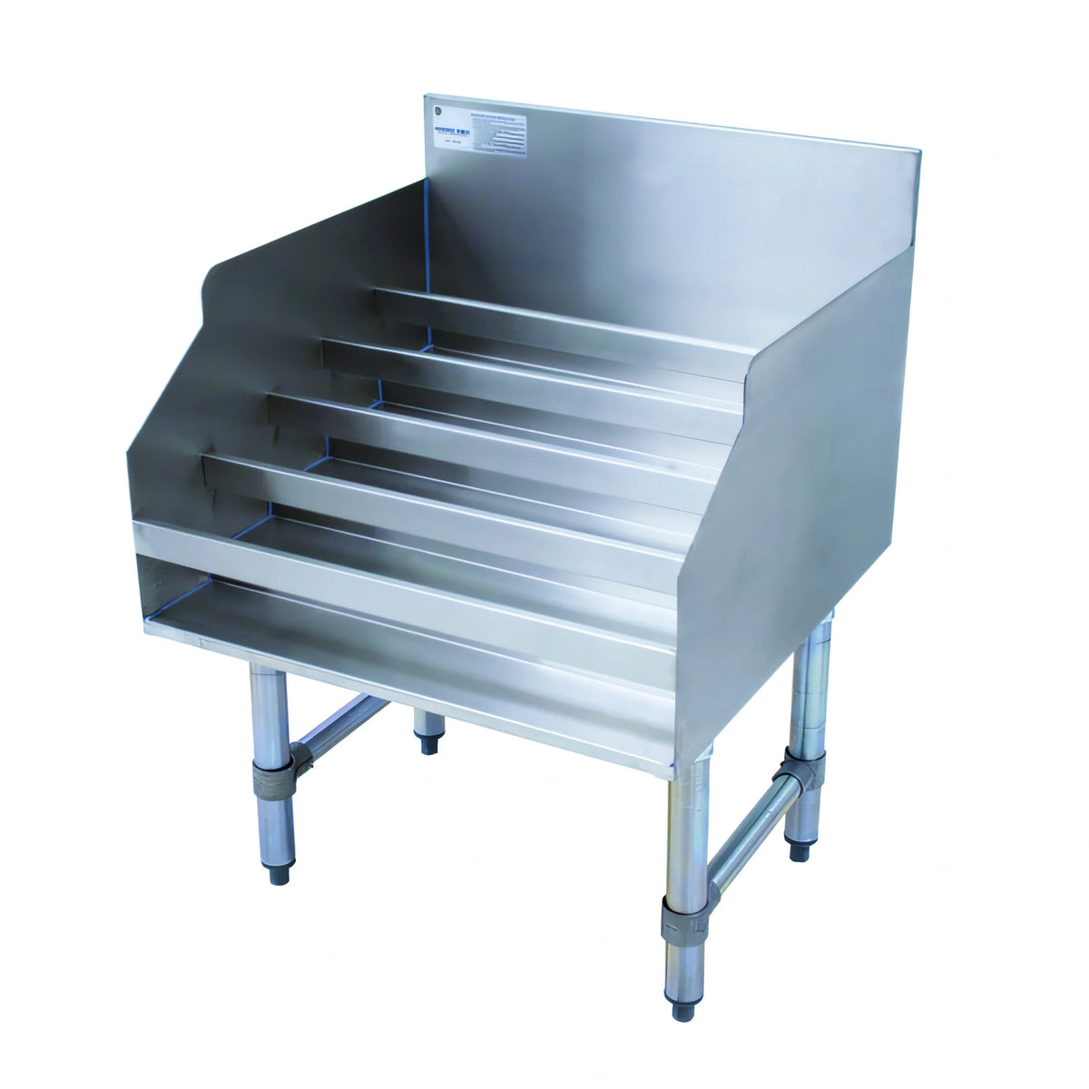 Advance Tabco Freestanding Stainless Steel 5-Step Liquor Bottle Display