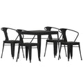 Square Patio Table & 5 Chairs — 31.5″, Black