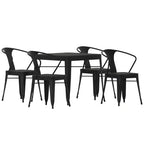 Square Patio Table & 5 Chairs — 31.5″, Black